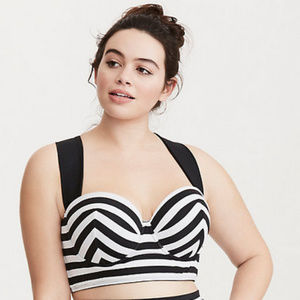 Torrid Striped Halter Bikini Top 4X Black White